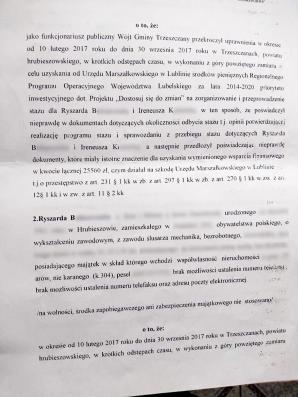 [VIDEO] Na ławie oskarżonych, w kolejnym procesie karnym, wójt gminy Trzeszczany, Stanisław Cz., oskarżony o poświadczenie nieprawdy i przekroczenie uprawnień! Na szkodę finansową Urzędu Marszałkowskiego w Lublinie! 