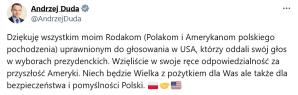 Prezydent RP pogratulował Donaldowi Trumpowi