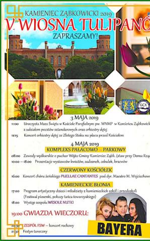 V Wiosna Tulipanów - zaproszenie do Kamieńca Ząbkowickiego