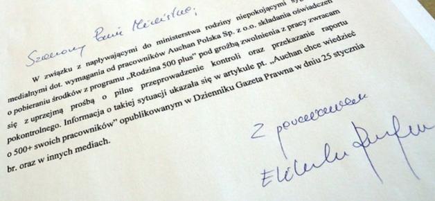 Interwencja minister Rafalskiej w sprawie wymagania oświadczeń od pracowników o pobieraniu świadczeń 500+