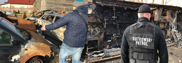 [VIDEO] Rutkowski: Siedem spalonych samochodów i jeden autobus. Poszukujemy człowieka z silnie poparzoną prawą dłonią z okolic Kętrzyna, którego zarejestrowała kamera monitoringu! 