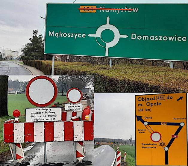 Zamknięty odcinek drogi na trasie Namysłów - Opole