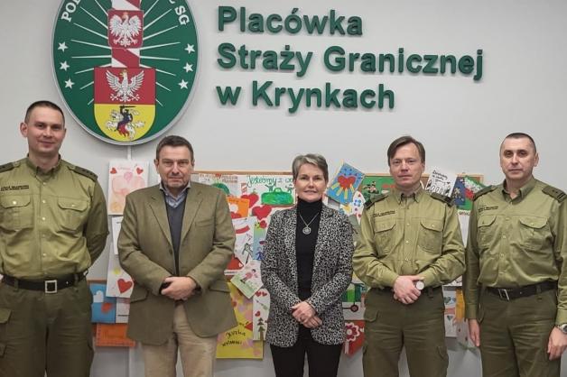 Ambasadorzy Danii i Finlandii z wizytą w Podlaskim Oddziale Straży Granicznej
